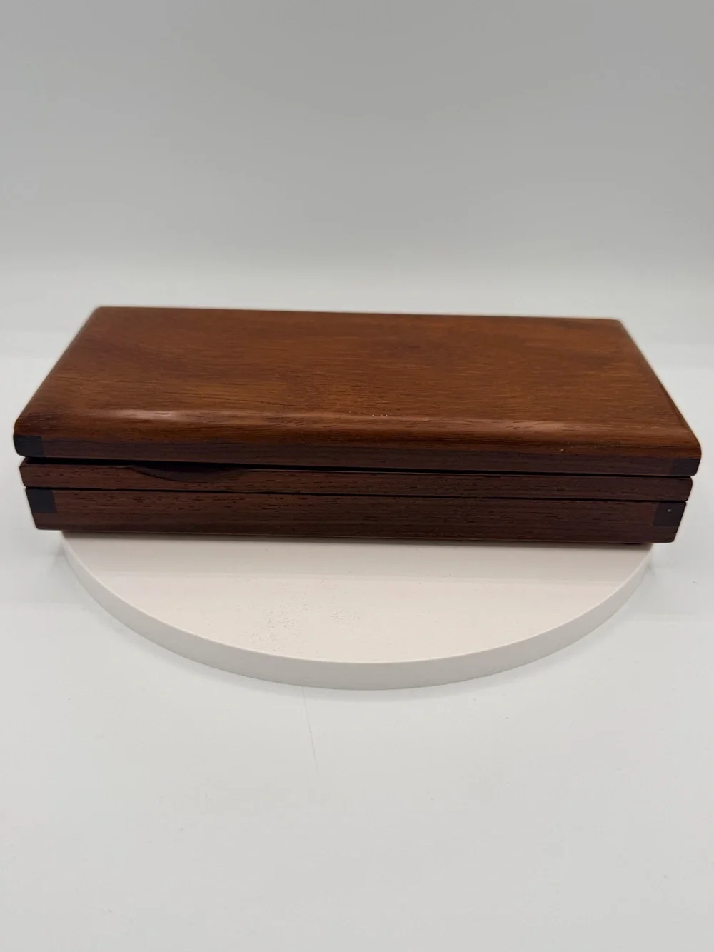 Vintage Wooden Keepsake Jewelry Box Red Velvet Lined